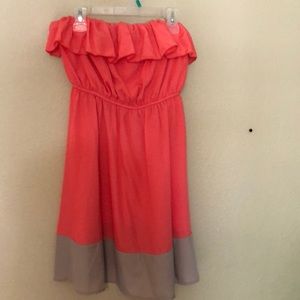 Coral strapless dress
